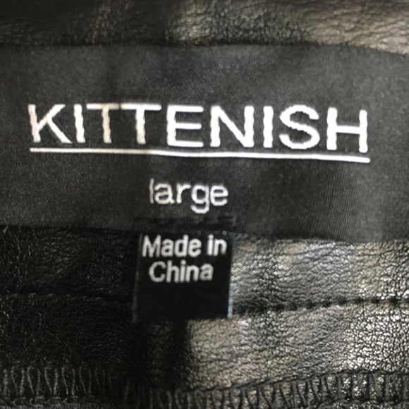 Kittenish Lace Up Front Blk Faux Leather Pants EUC - Picture 7 of 14